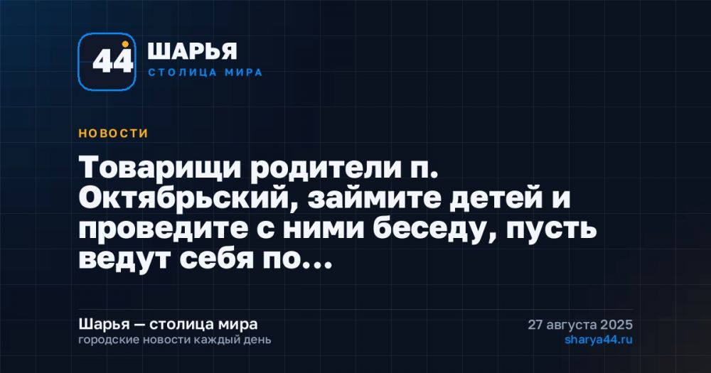 Товарищи родители п. Октябрьский, займите детей и проведите с ними беседу, пусть ведут себя по… — Шарья