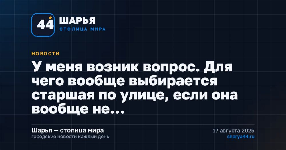 У меня возник вопрос. Для чего вообще выбирается старшая по улице, если она вообще не… — Шарья