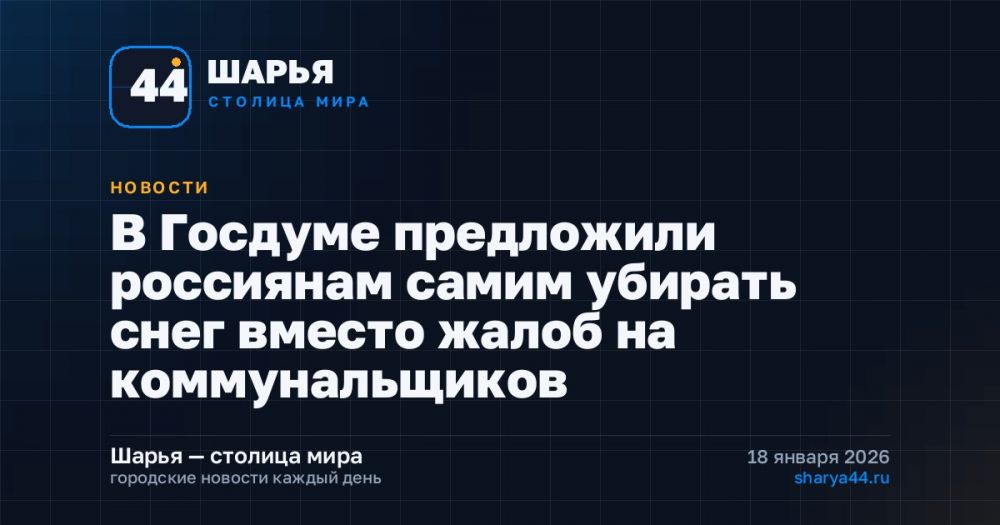В Госдуме предложили россиянам самим убирать снег вместо жалоб на коммунальщиков — Шарья