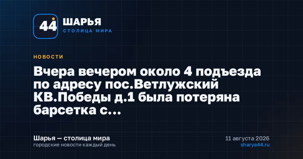 Вчера вечером около 4 подъезда по адресу пос.Ветлужский КВ.Победы д.1 была потеряна барсетка с… — Шарья