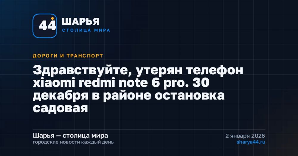 Здравствуйте, утерян телефон xiaomi redmi note 6 pro. 30 декабря в районе остановка садовая — Шарья