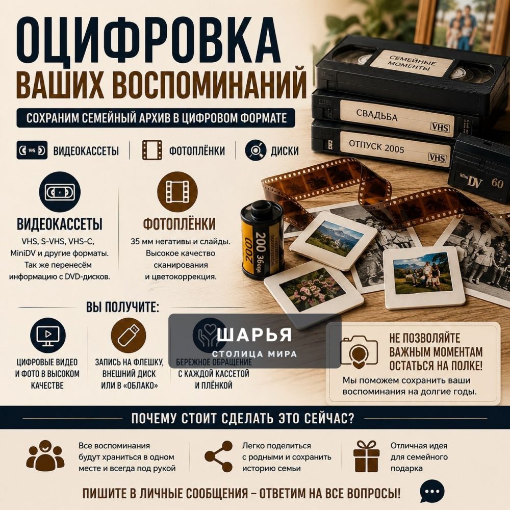 У вас дома до сих пор хранятся старые видеокассеты и фотоплёнки с самыми дорогими моментами… — Шарья