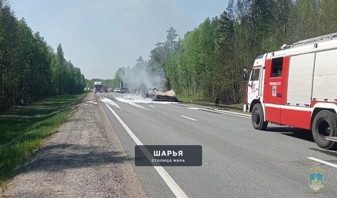 На автотрассе между Мантурово и Шарьей сгорела фура — Шарья — фото 3