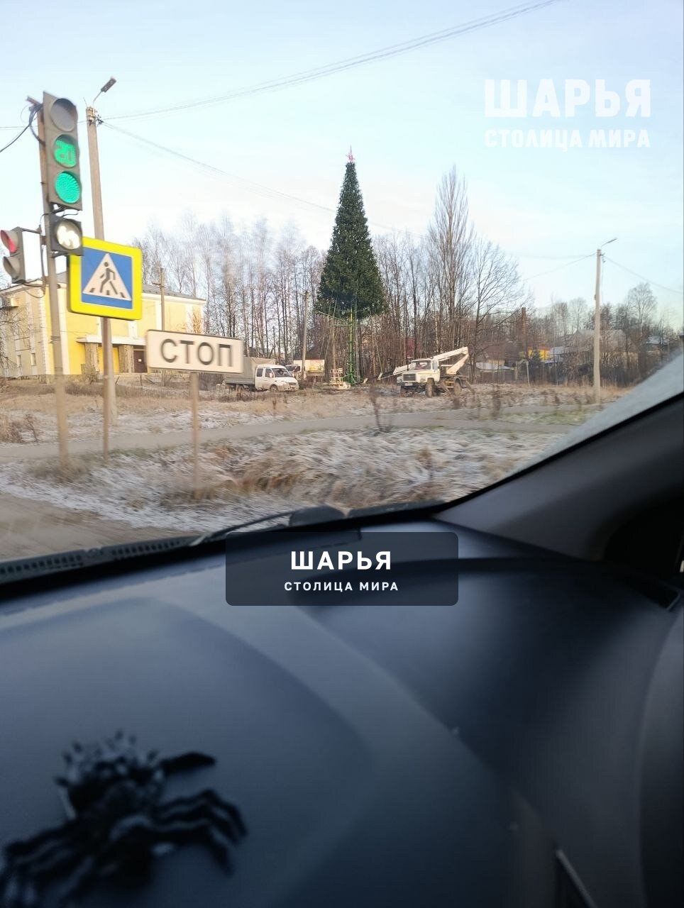 Обе новогодние елки в Шарье на сегодняшний день "половинчатые": одна наполовину пушистая, а… — Шарья — фото 1