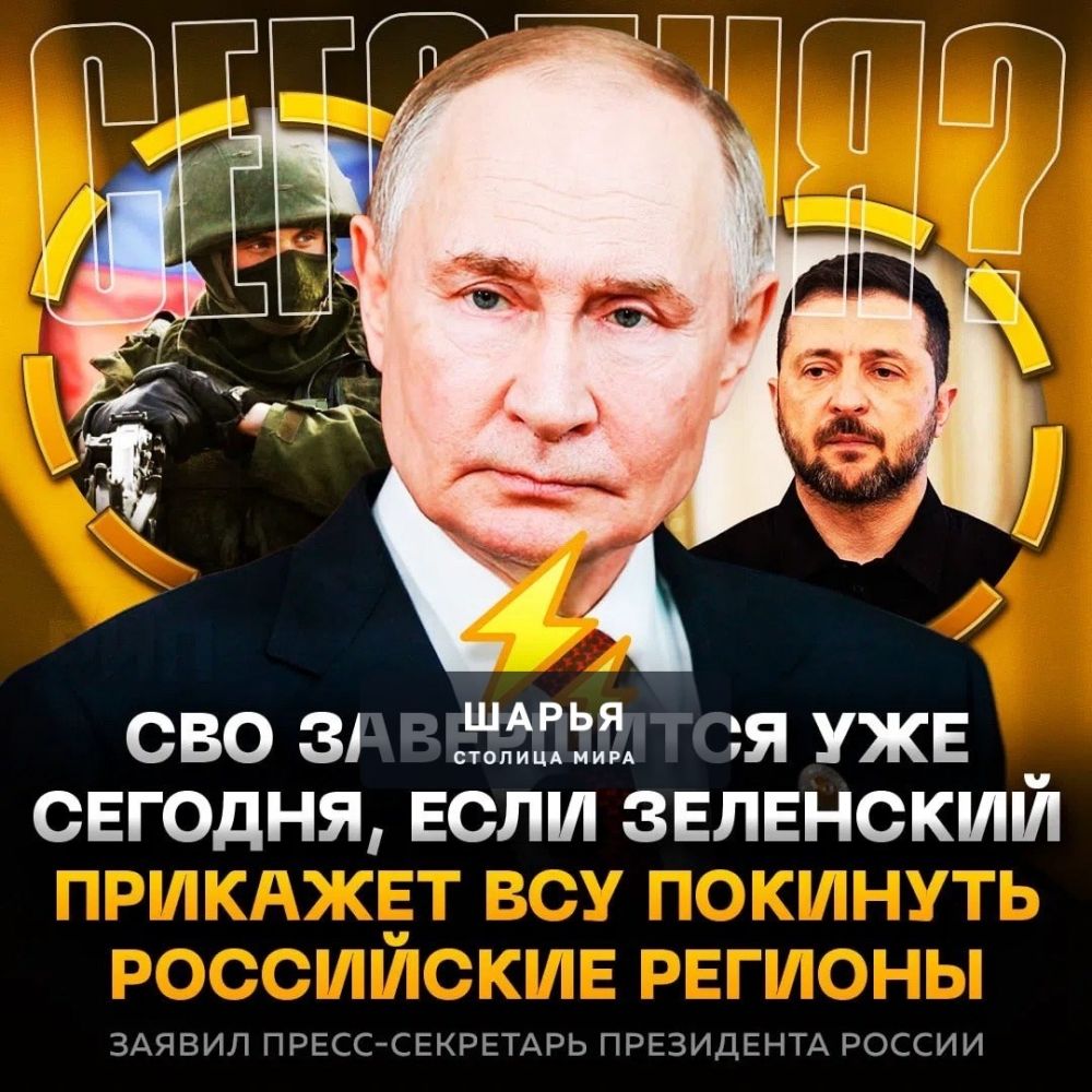 СВО МОЖЕТ ЗАВЕРШИТЬСЯ ДО КОНЦА СУТОК — об этом заявил пресс-секретарь Путина — Шарья