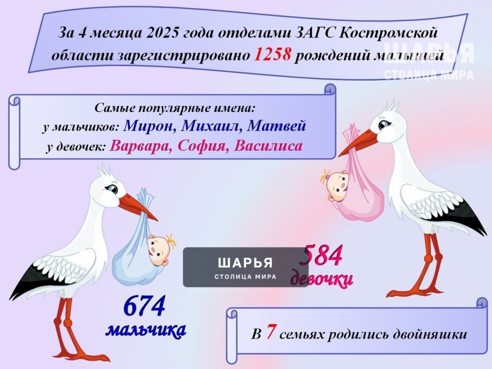 В Костромской области родилось за 4 месяца уже 1258 детишек — Шарья