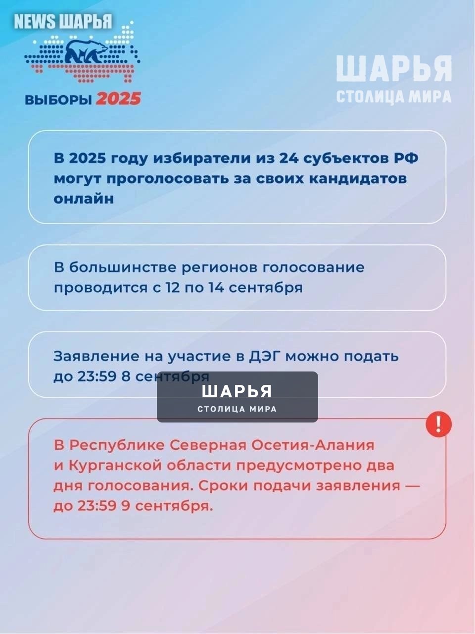 С 12 по 14 сентября в России пройдут выборы — Шарья — фото 2