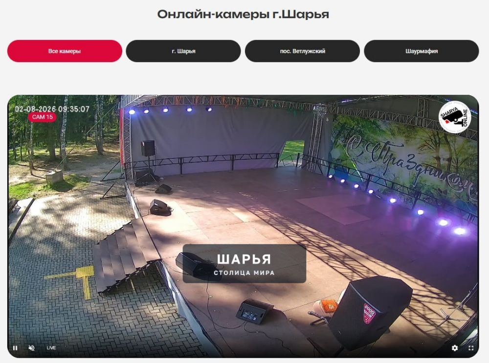 Главная сцена городского парка в онлайн-трансляции празднования дня города на сайте… — Шарья