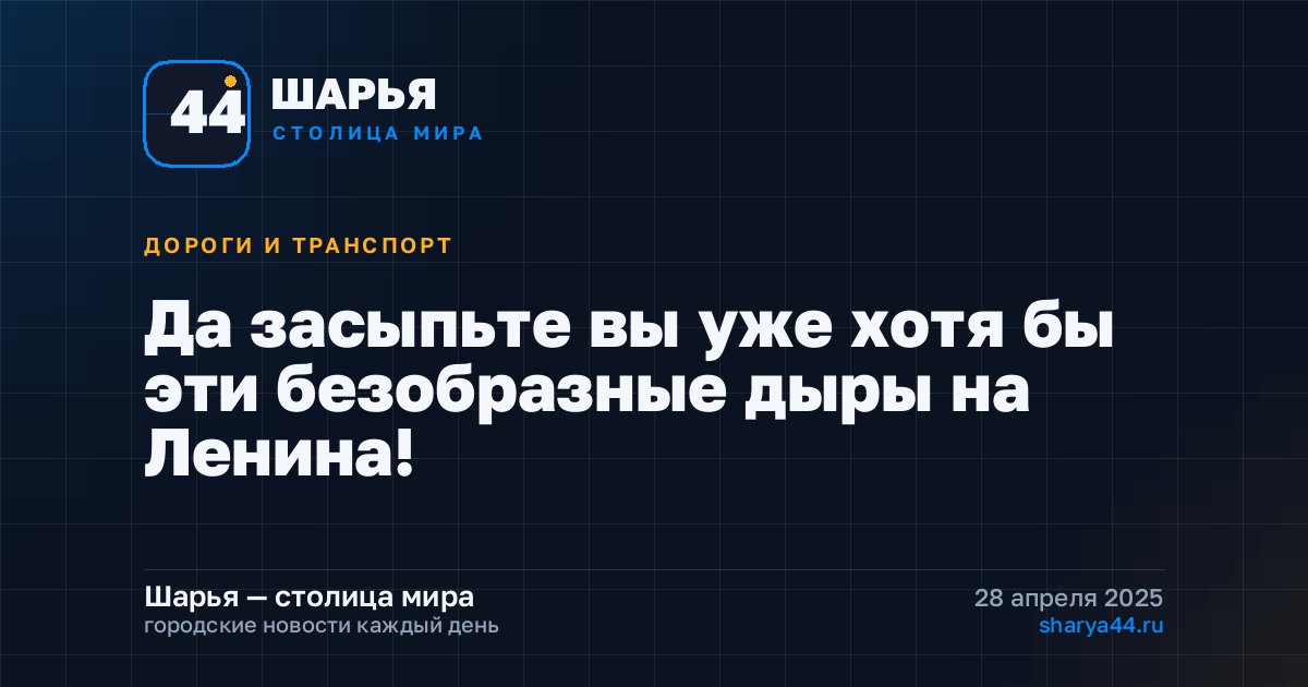 Да засыпьте вы уже хотя бы эти безобразные дыры на Ленина! — Шарья