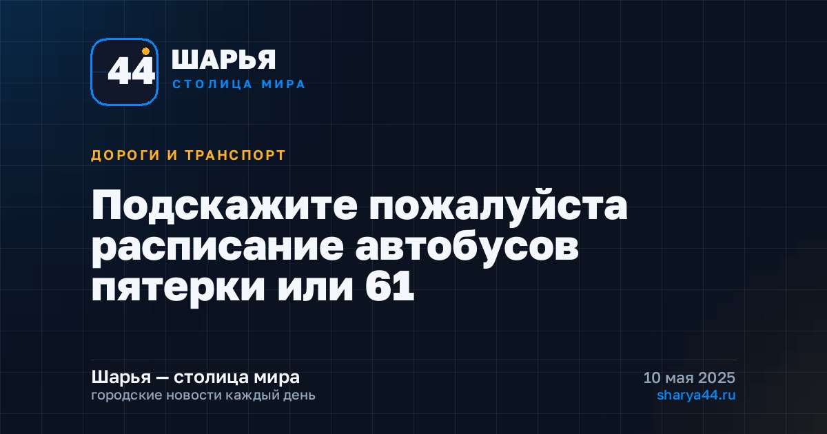 Подскажите пожалуйста расписание автобусов пятерки или 61 — Шарья