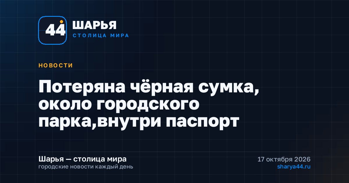 Потеряна чёрная сумка, около городского парка,внутри паспорт — Шарья