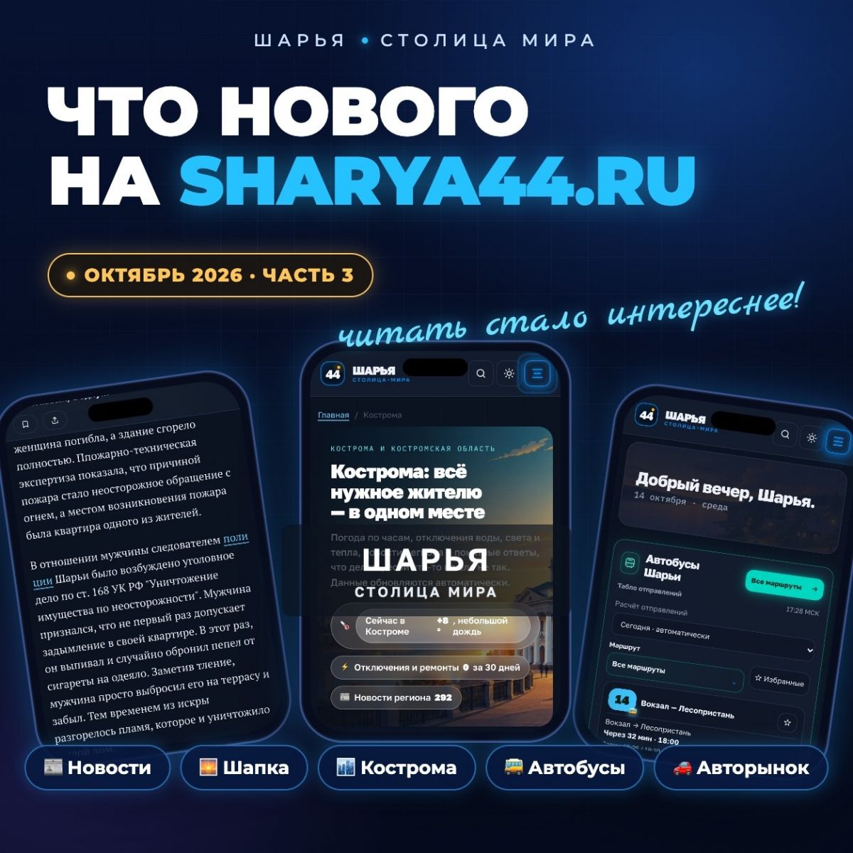 Что нового добавила команда TarasovWeb.ru на sharya44.ru — Шарья
