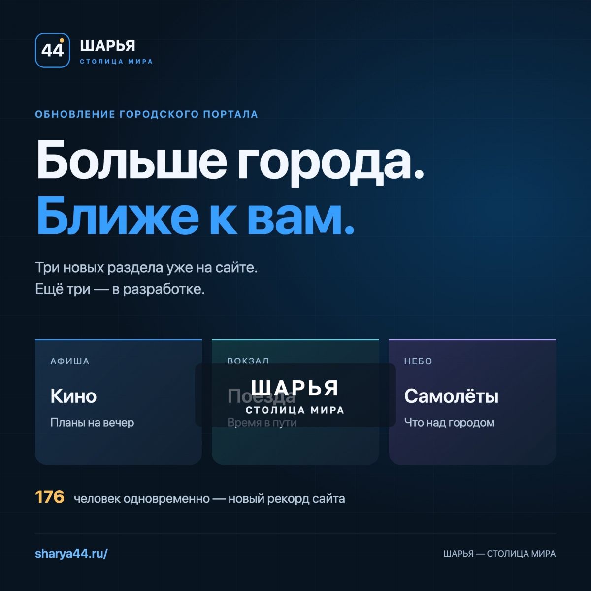 Команда TarasovWeb.ru вновь внесла ряд улучшений в главный сайт города: www.sharya44.ru — Шарья