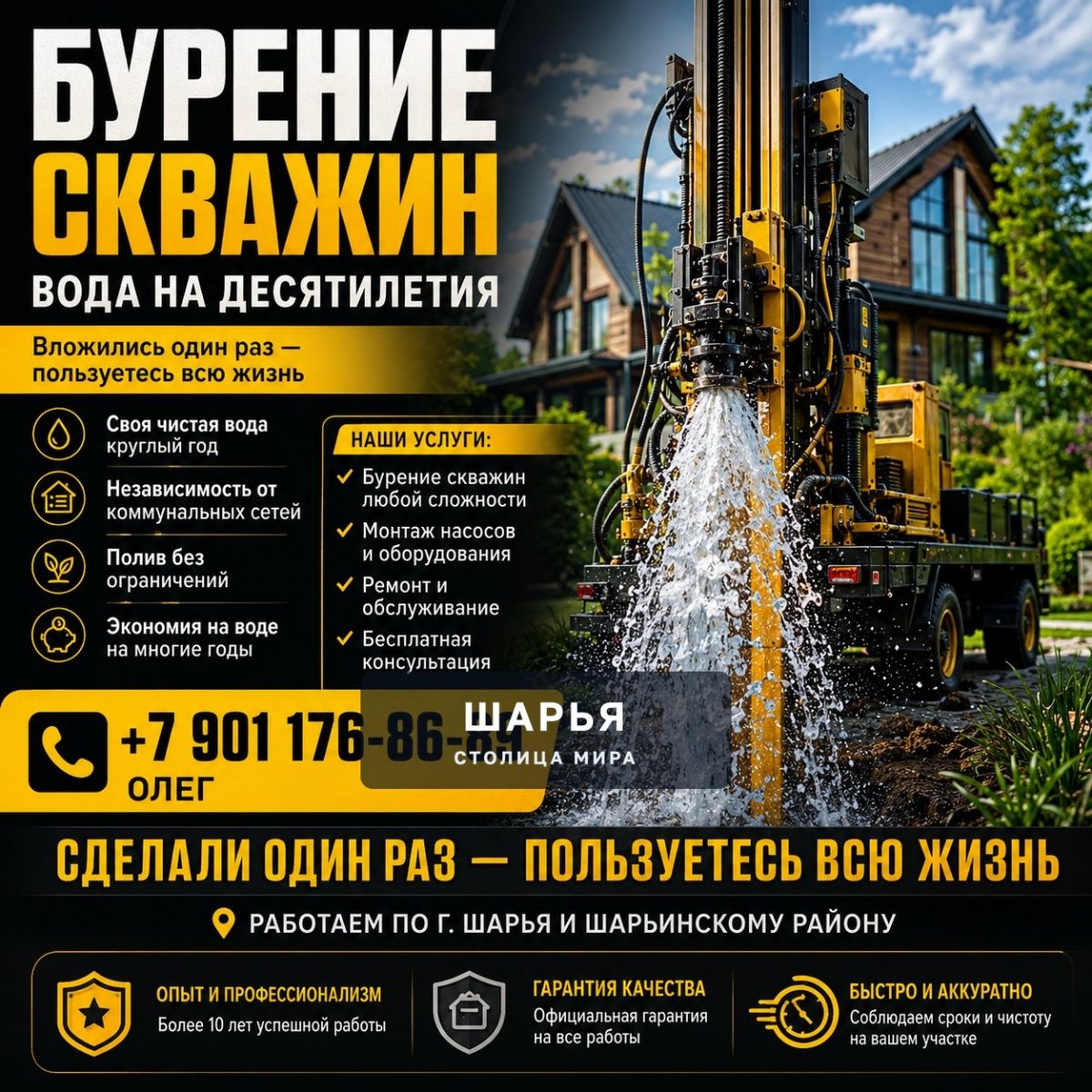 СКВАЖИНА НА ВОДУ — ВЛОЖЕНИЕ ОДИН РАЗ, ЭКОНОМИЯ НА ДЕСЯТИЛЕТИЯ — Шарья
