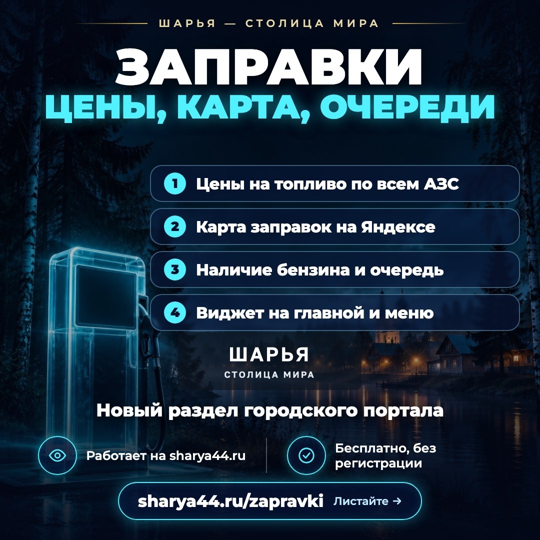 Команда TarasovWeb.ru на sharya44.ru внедрили раздел «Заправки»: цены, карта, наличие бензина… — Шарья