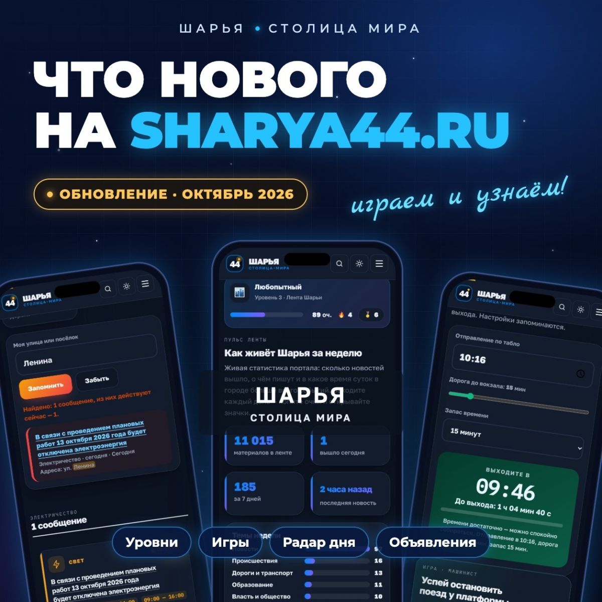 Что нового добавила команда TarasovWeb.ru на главный сайт города sharya44.ru — Шарья
